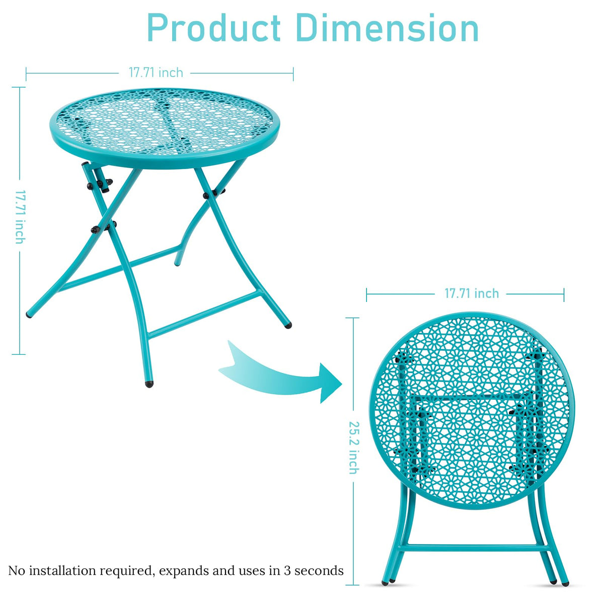 Folding Outdoor Side Table with Cutouts K8588