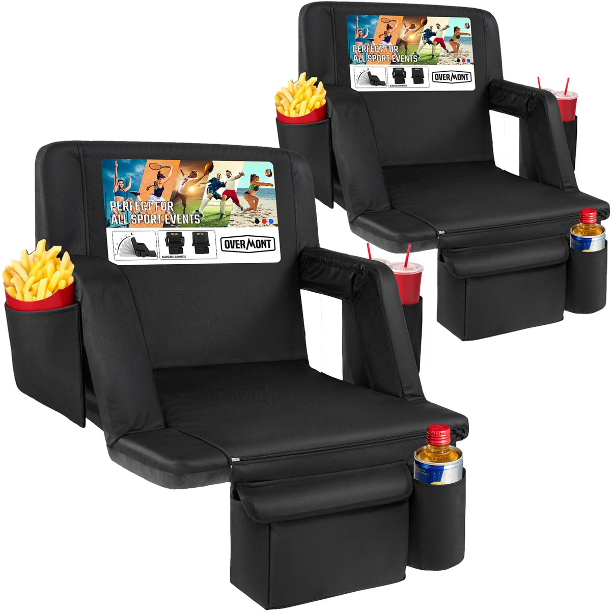 Stadium Seat with Back Support and Armrests 2-Pack G823