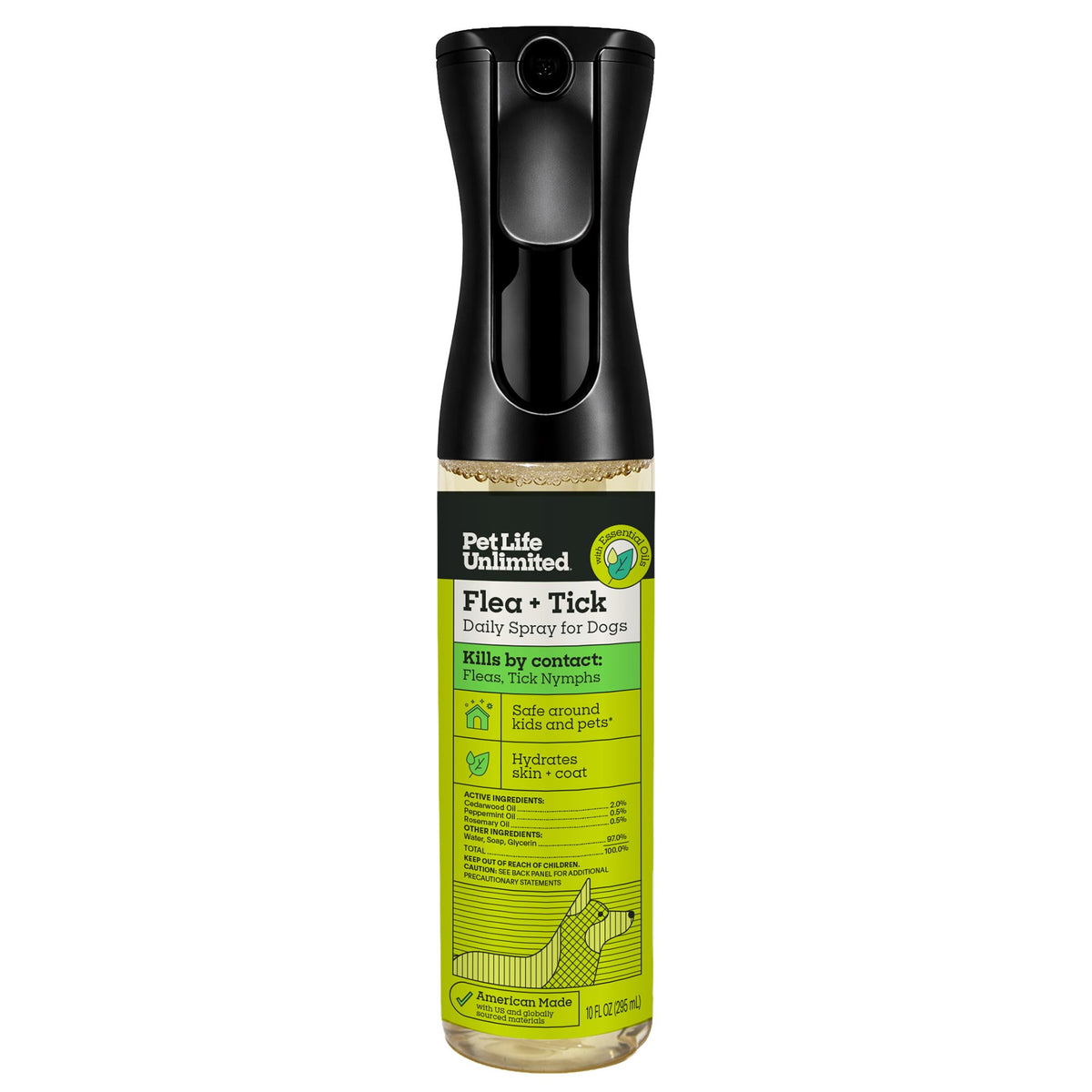 Natural Flea & Tick Spray for Dogs, 10 oz Plant-Based H115781