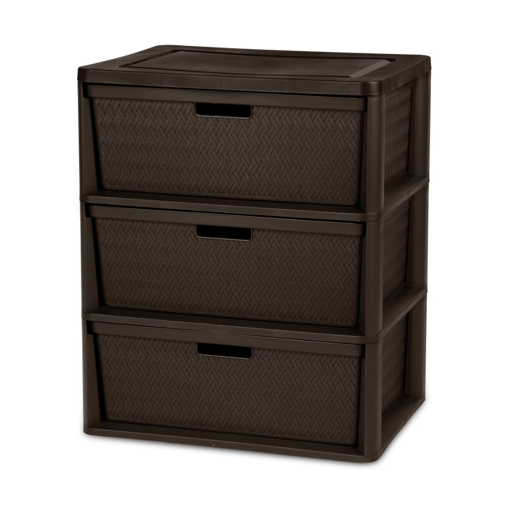 Plastic Drawer Storage Unit with Removable Decorative Panels Brown U1820