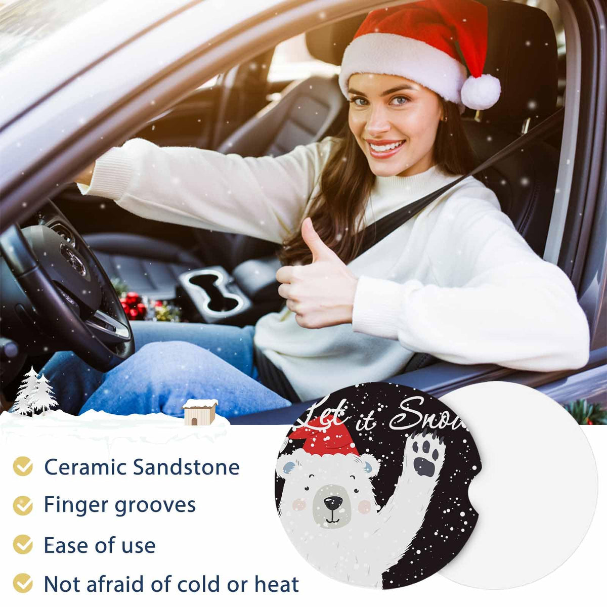 Absorbent Ceramic Stone Car Coasters Set of 2 Y487
