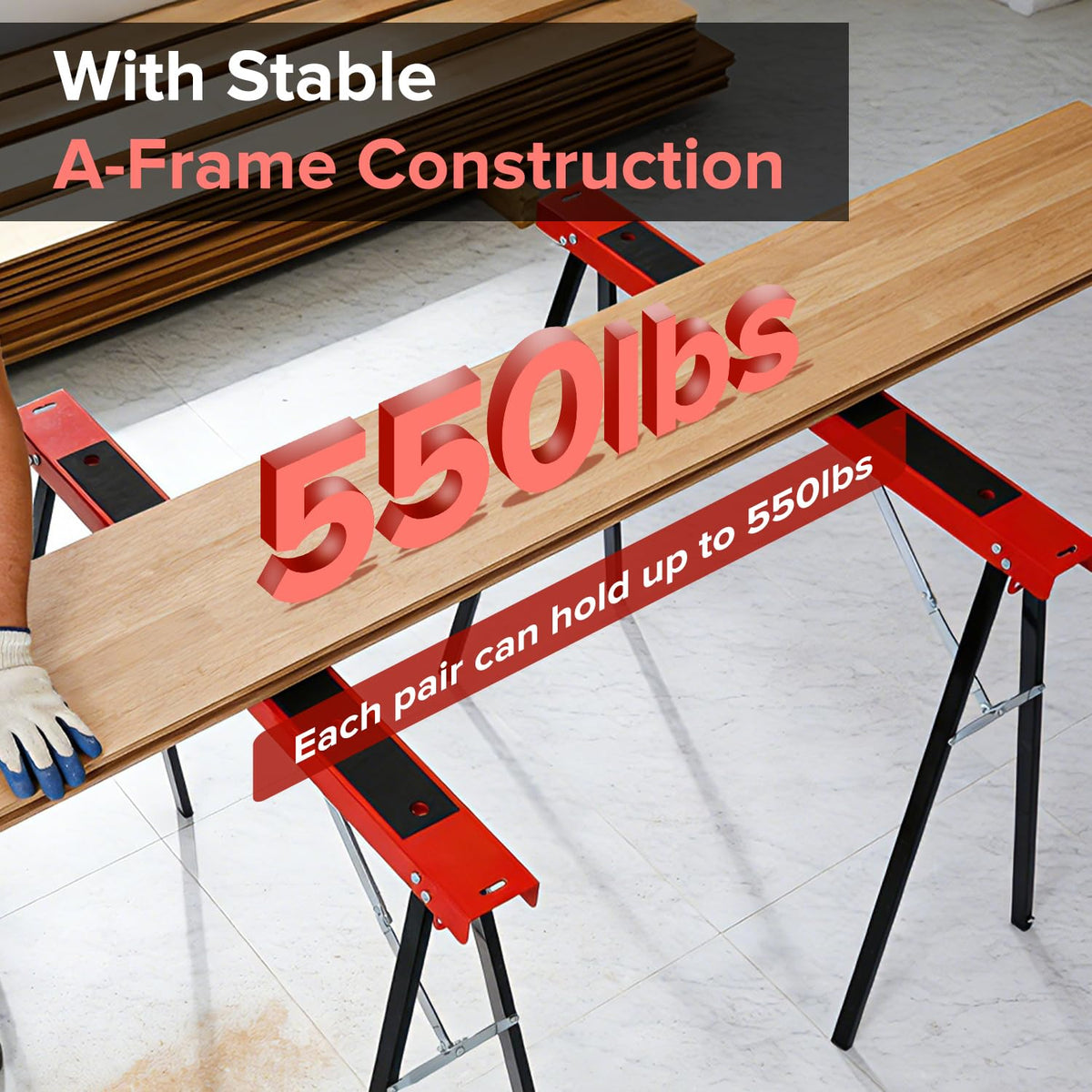 Heavy Duty 2-Pack Folding Sawhorse D796