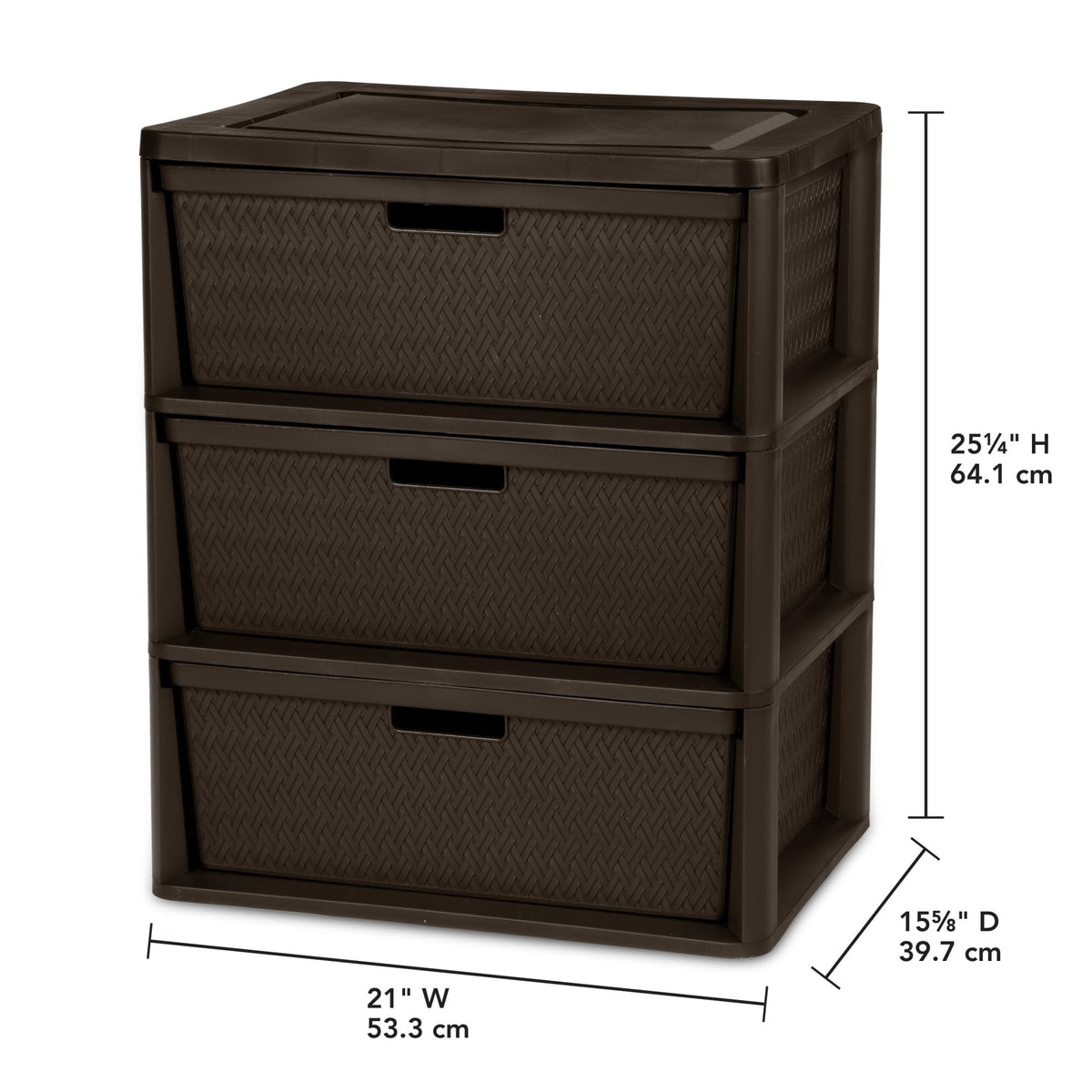Plastic Drawer Storage Unit with Removable Decorative Panels Brown U1820