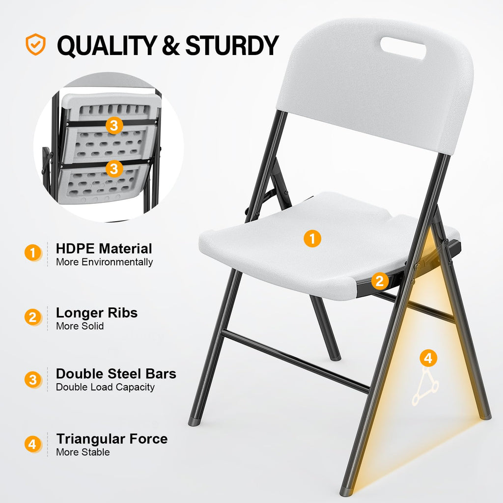 White 10 Pack HDPE Folding Chairs with Steel Frame P762
