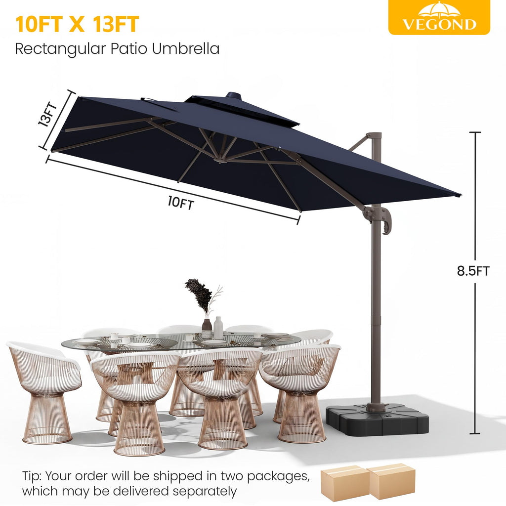 10x13 FT Cantilever Patio Umbrella with Base F44577