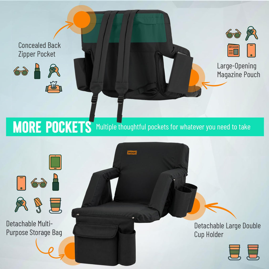 Stadium Seat with Back Support and Armrests 2-Pack G823