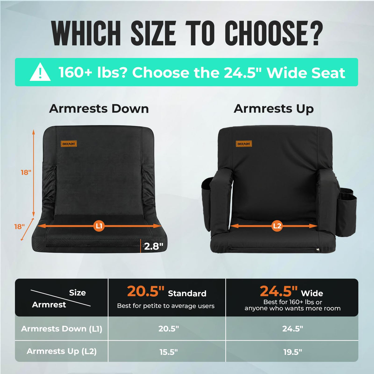 Stadium Seat with Back Support and Armrests 2-Pack G823