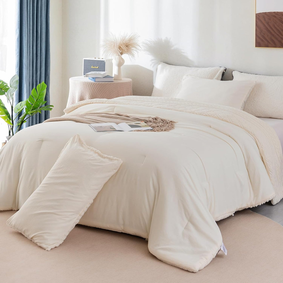White King Size Sherpa Fleece Down Alternative Comforter Set Z802674
