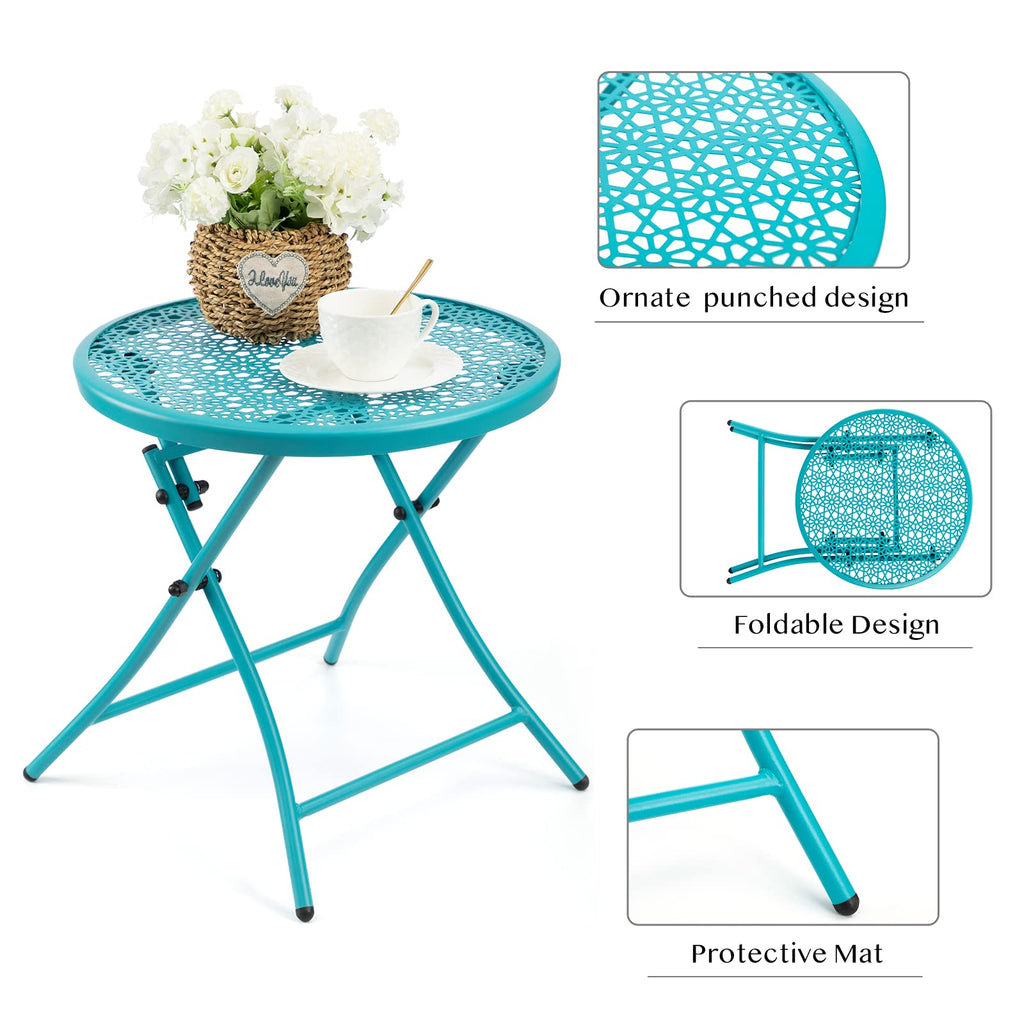 Folding Outdoor Side Table with Cutouts K8588