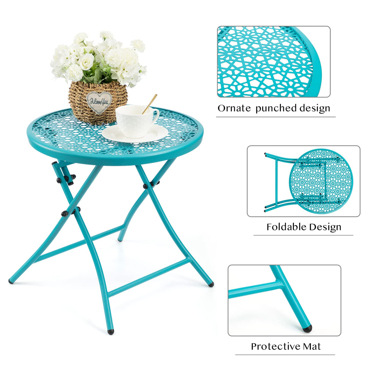 Folding Outdoor Side Table with Cutouts K8588