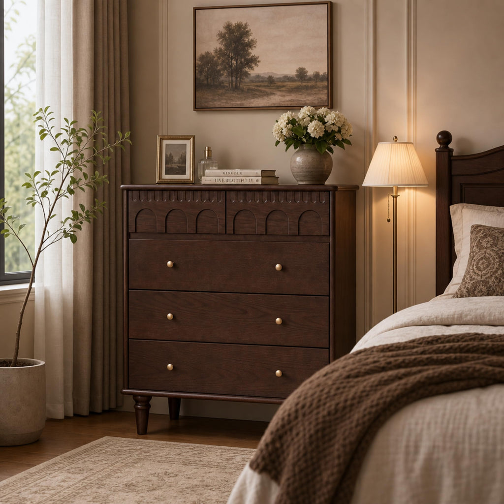 100% Solid Wood 5 Drawers Nightstand F451542