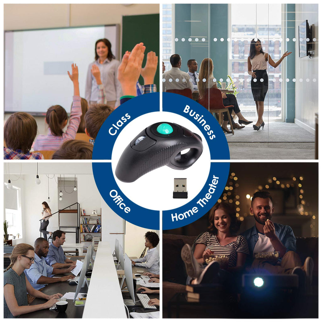 Wireless 2.4G USB Ergonomic Trackball Handheld Finger Mouse E950