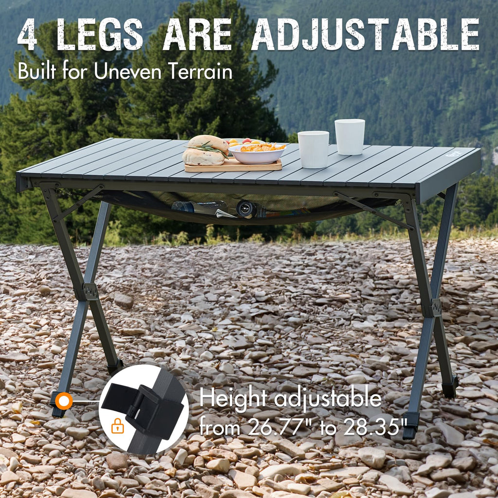 Folding Camping Table with Adjustable Height, Aluminum, Dark Gray J420873