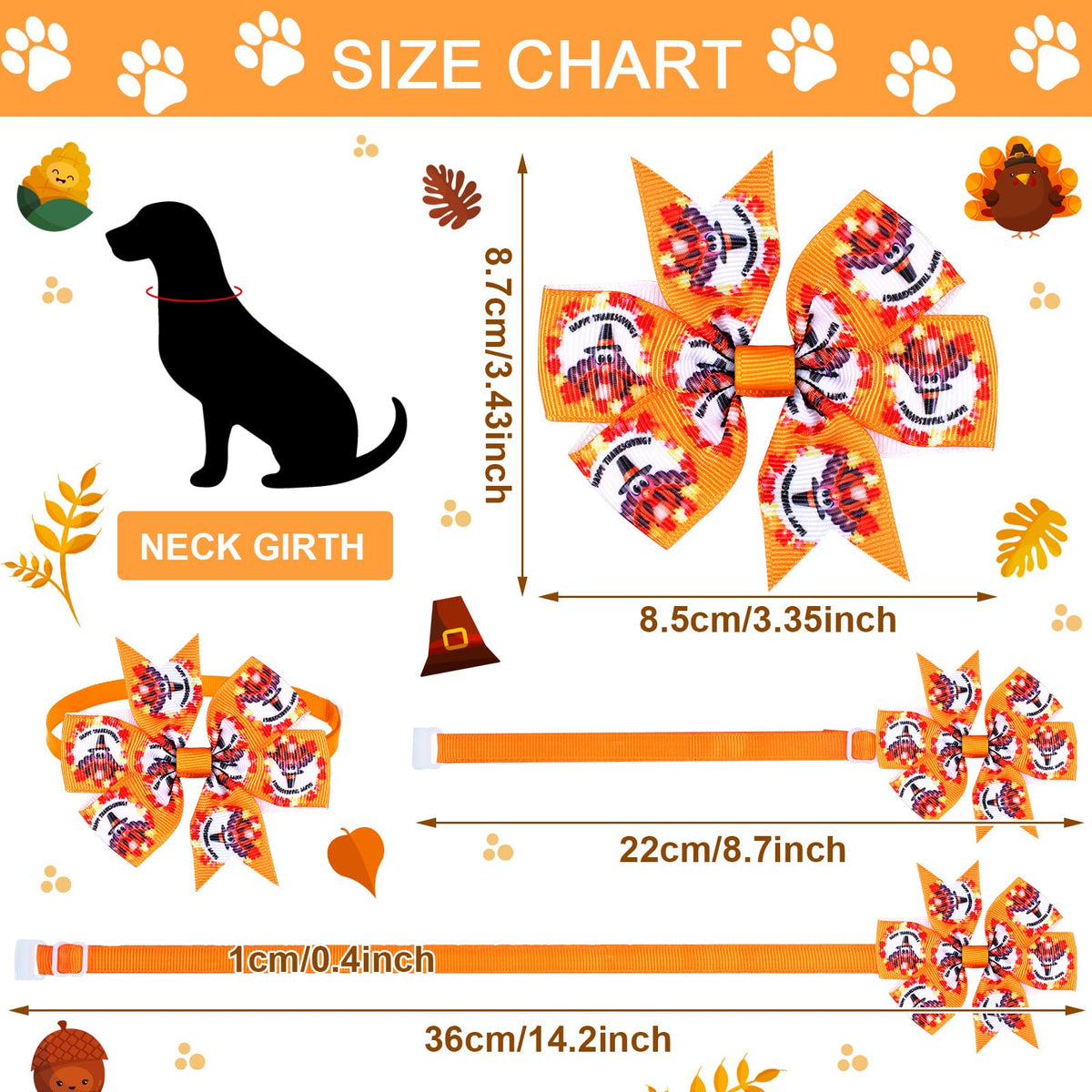 80 Pcs Fall Bow Ties for Dogs&Cats T8374