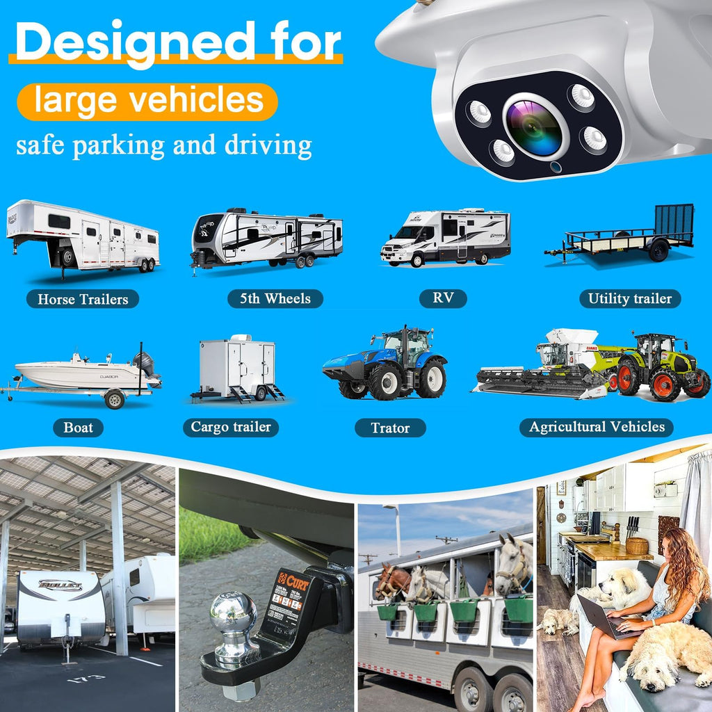 Wireless RV Backup Camera 1080P HD with 7″ DVR Monitor L518