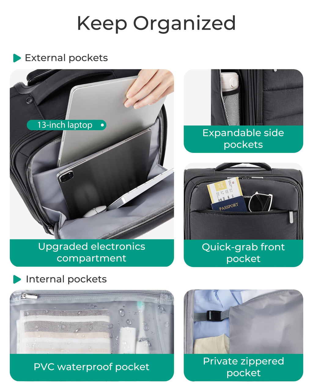 Black Softside Underseat Suitcase with Wheels Z79752