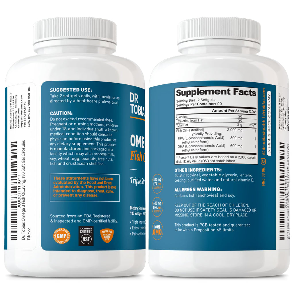 Omega 3 Fish Oil 2000mg 180 Softgels V9863