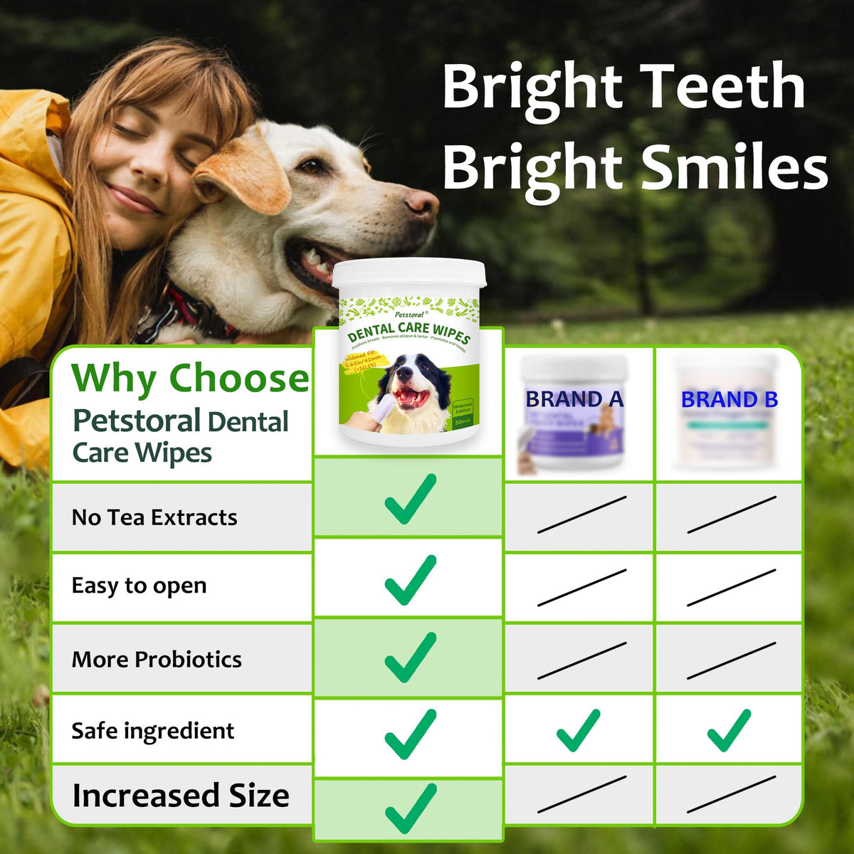 Dental Care Wipes for Dogs and Cats, 50 Count V29418
