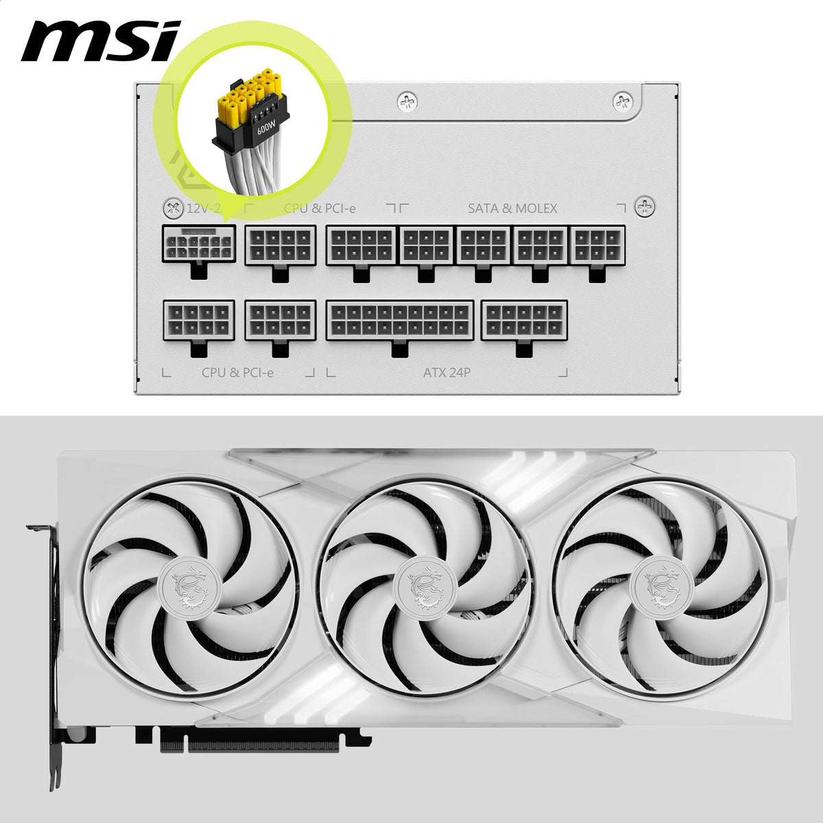 White 1000W Fully Modular 80+ Gold ATX 3.1 Power Supply I222191
