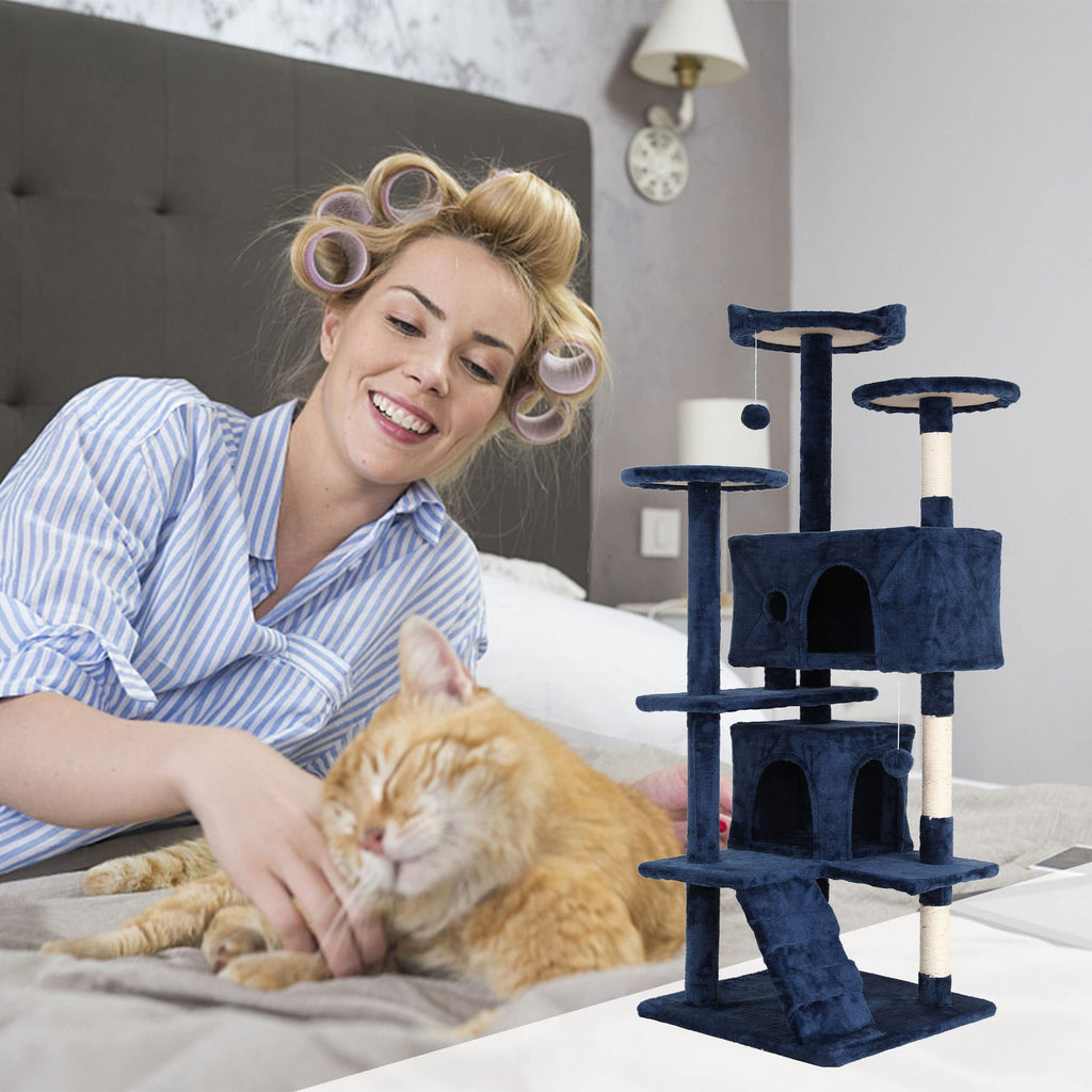 Tall Indoor Cat Condo Tower with Scratching Post W91289