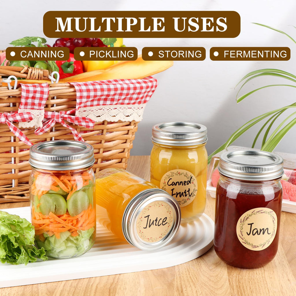20 Pack 12 oz Mason Jars with Lids and Bands Y358