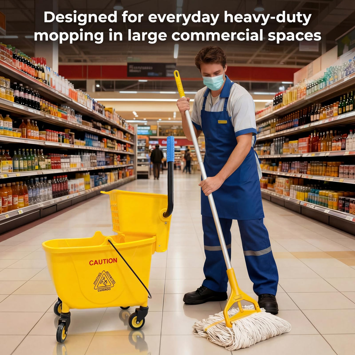 33 Qt Mop Bucket with Side-Press Wringer and Cotton Mop J8747