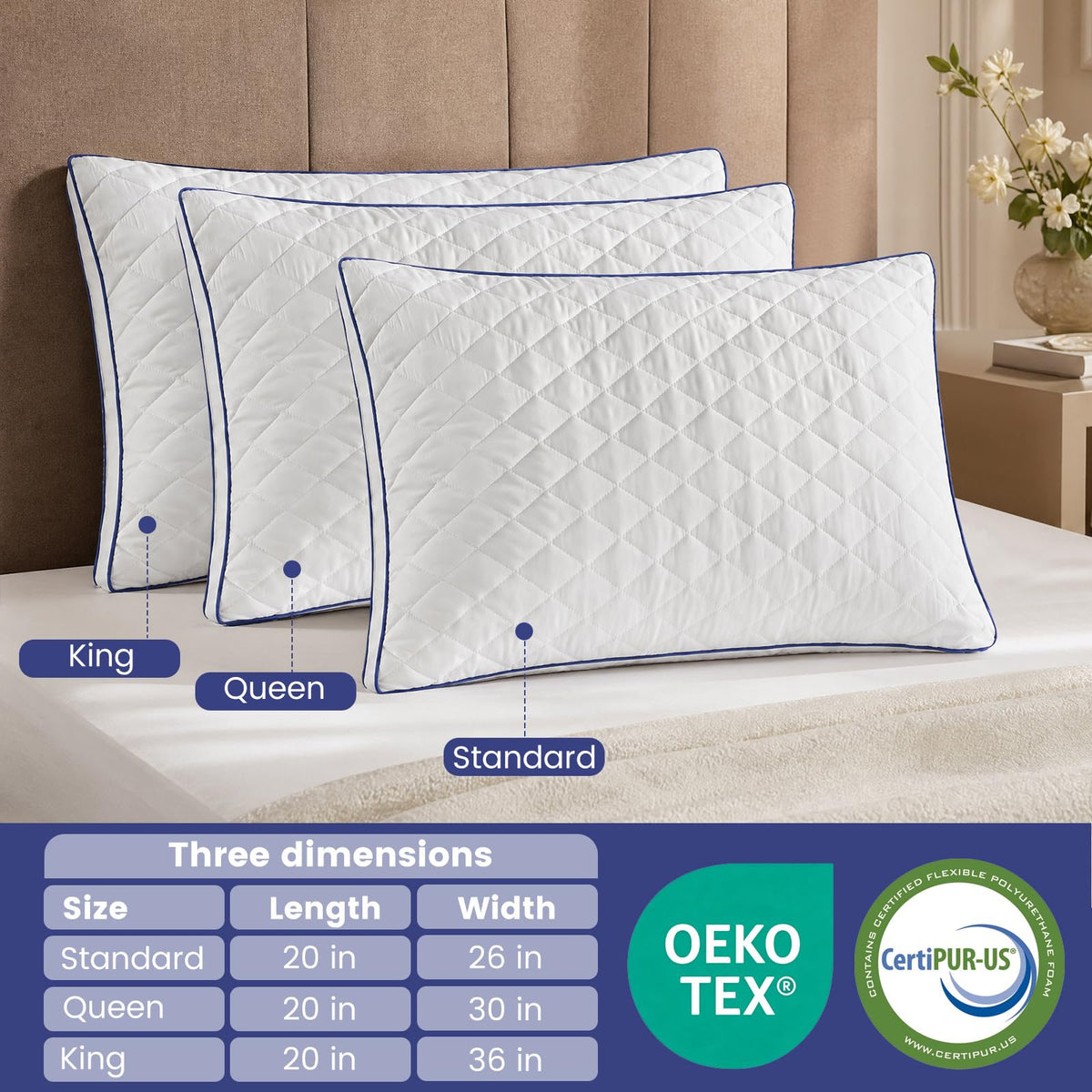 Shredded Memory Foam Pillows King Size Set of 2 B62366