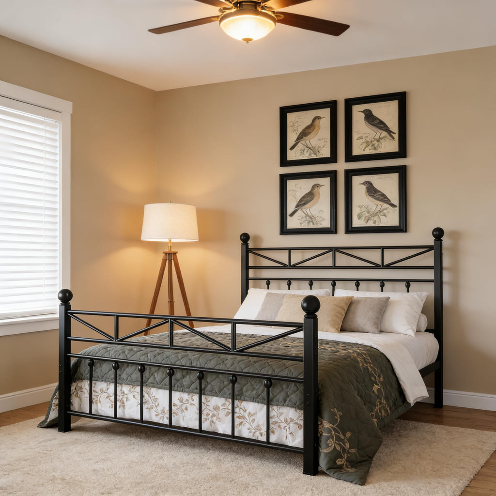 Black Queen Size Metal Bed Frame U370252