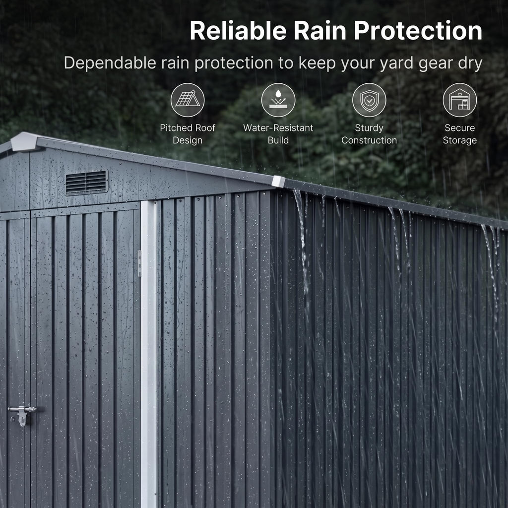 10x10 FT Metal Heavy-Duty Outdoor Storage Shed E505