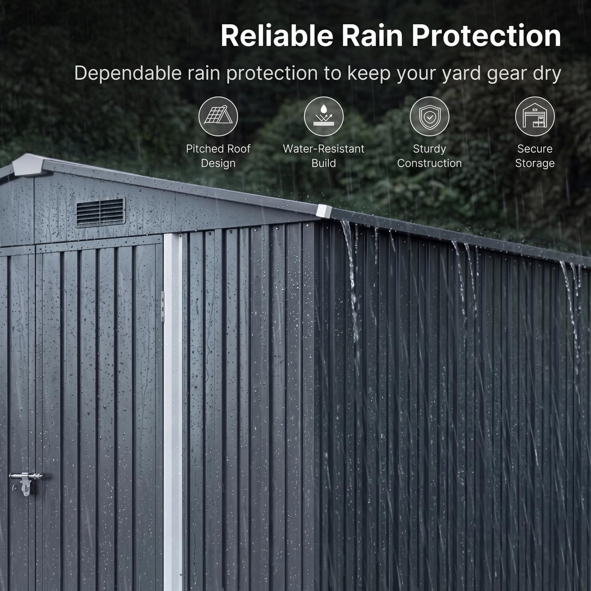 10x10 FT Metal Heavy-Duty Outdoor Storage Shed E505