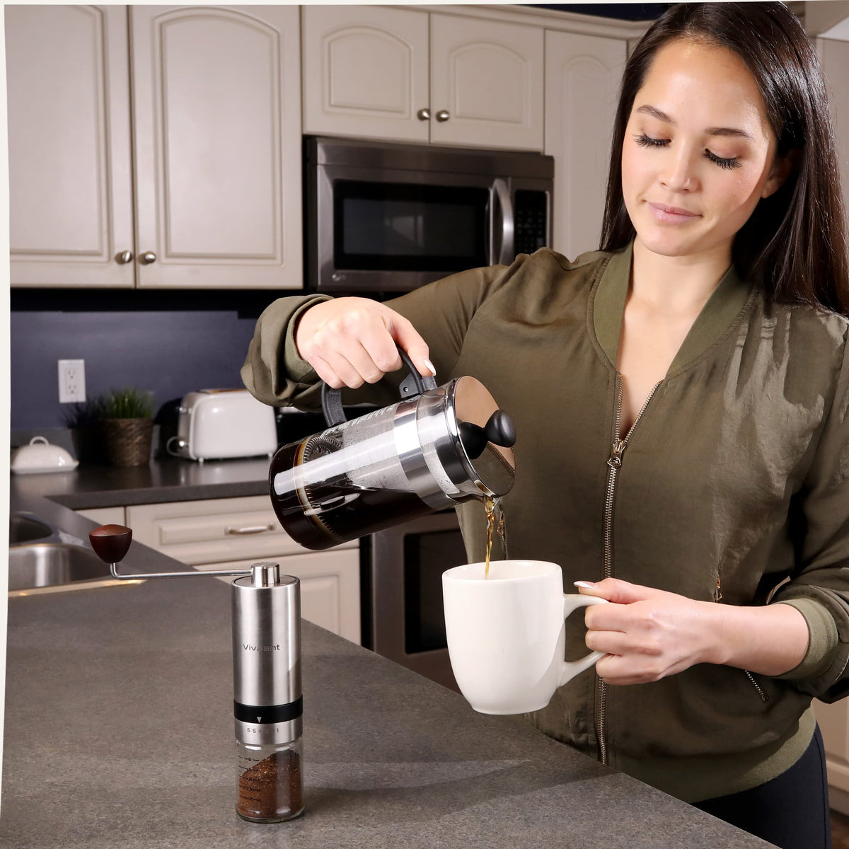 Manual Coffee Grinder Stainless Steel Conical Burr Mill P92314