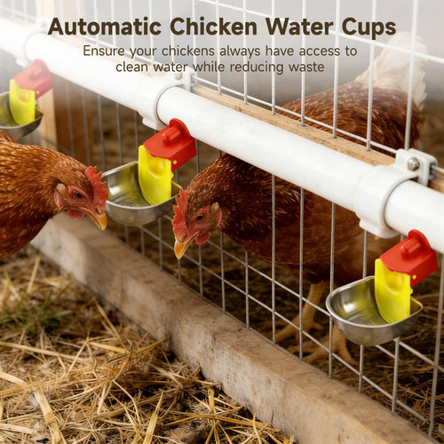 12 Pcs Stainless Self-Filling Chicken Water Cups J1163