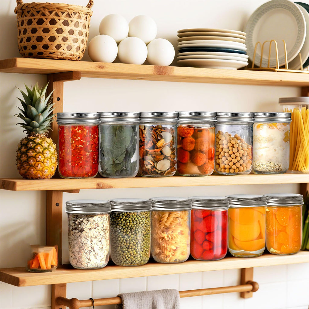 2 Pack 16oz Wide Mouth Airtight Glass Mason Jars O656