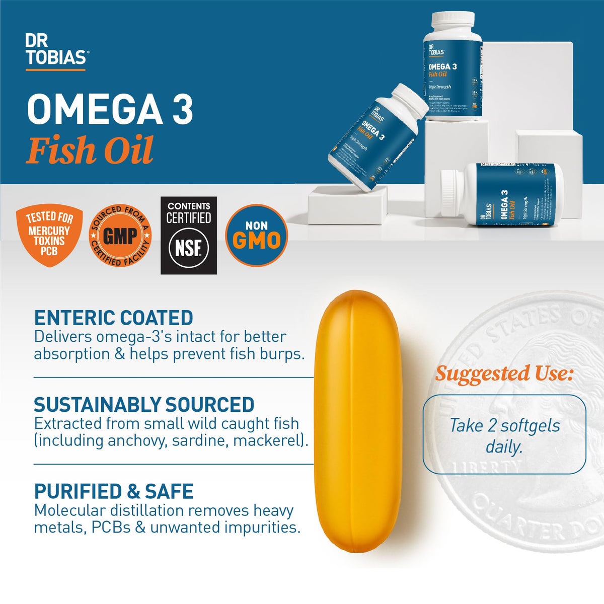 Omega 3 Fish Oil 2000mg 180 Softgels V9863