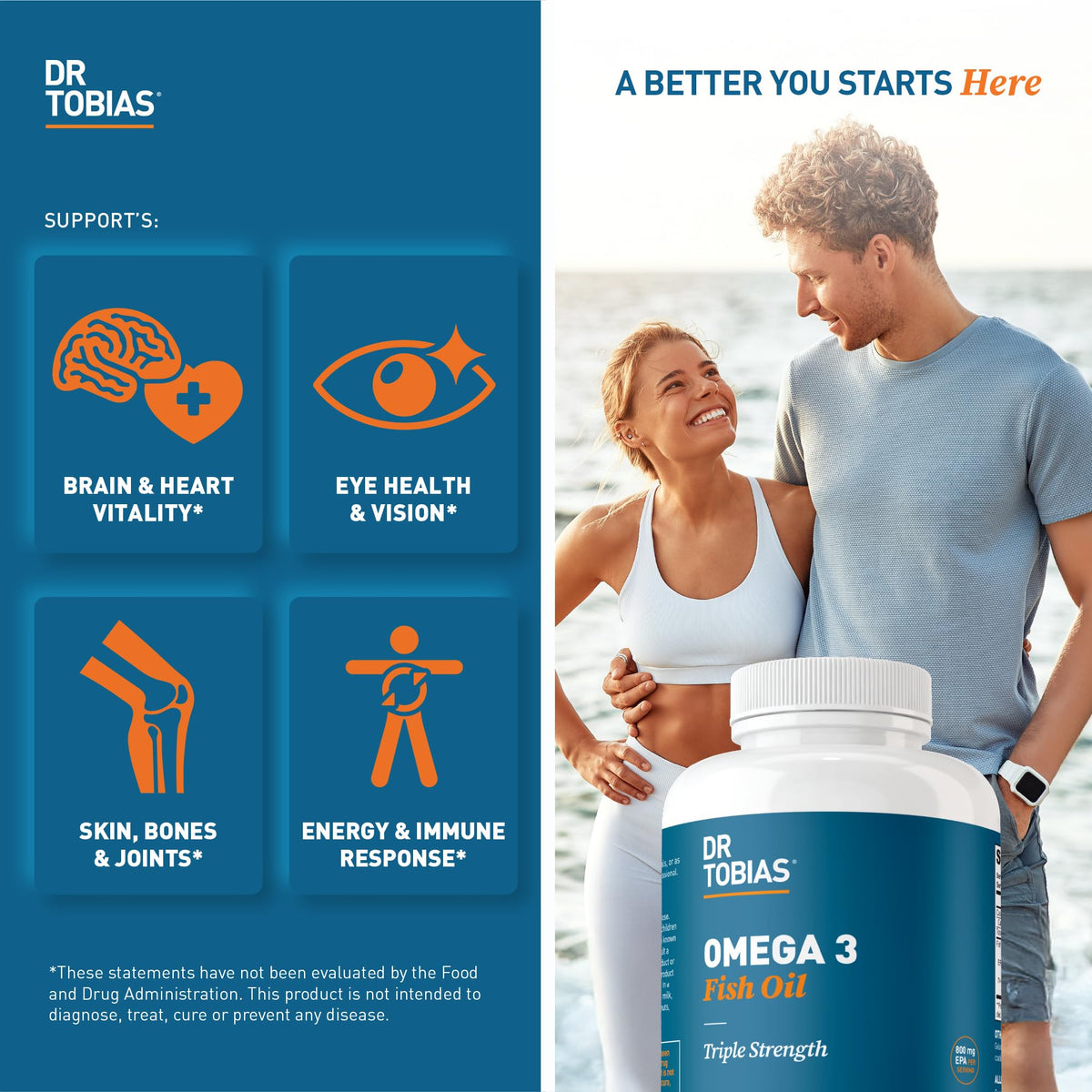 Omega 3 Fish Oil 2000mg 180 Softgels V9863