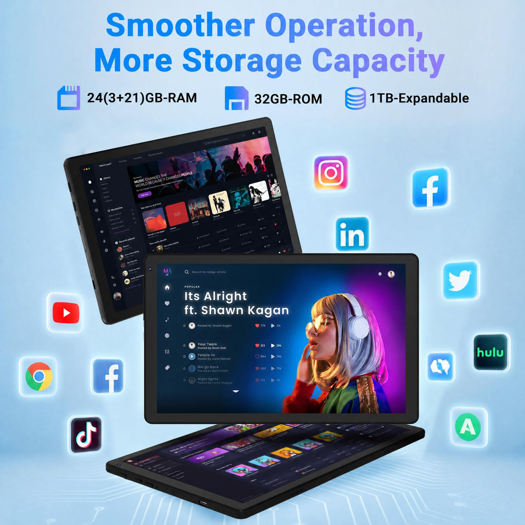 Android 16 Tablet with Keyboard Mouse Stylus Case, 24GB RAM 1TB TF Expand, 10 inch HD IPS Screen Z8863