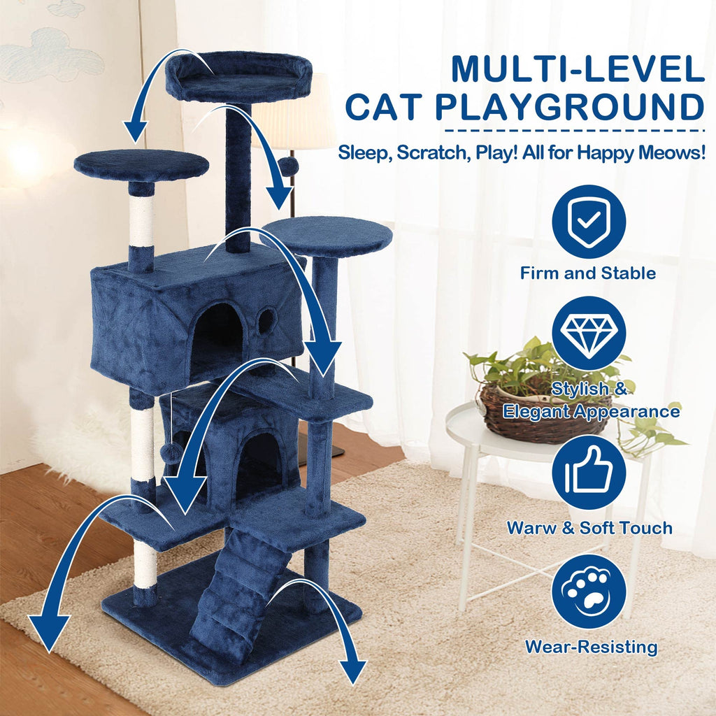 Tall Indoor Cat Condo Tower with Scratching Post W91289