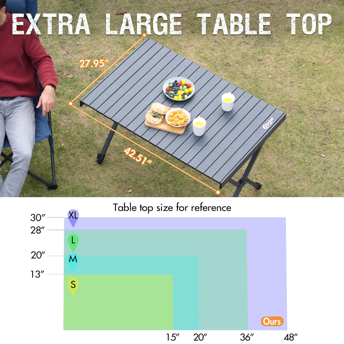 Folding Camping Table with Adjustable Height, Aluminum, Dark Gray J420873
