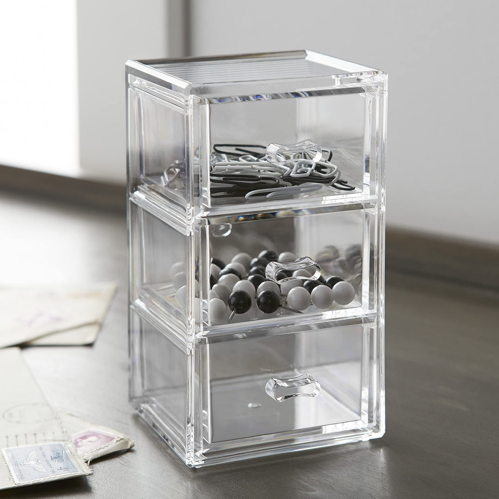Clear Stackable 3-Drawer Acrylic Organizer O132336