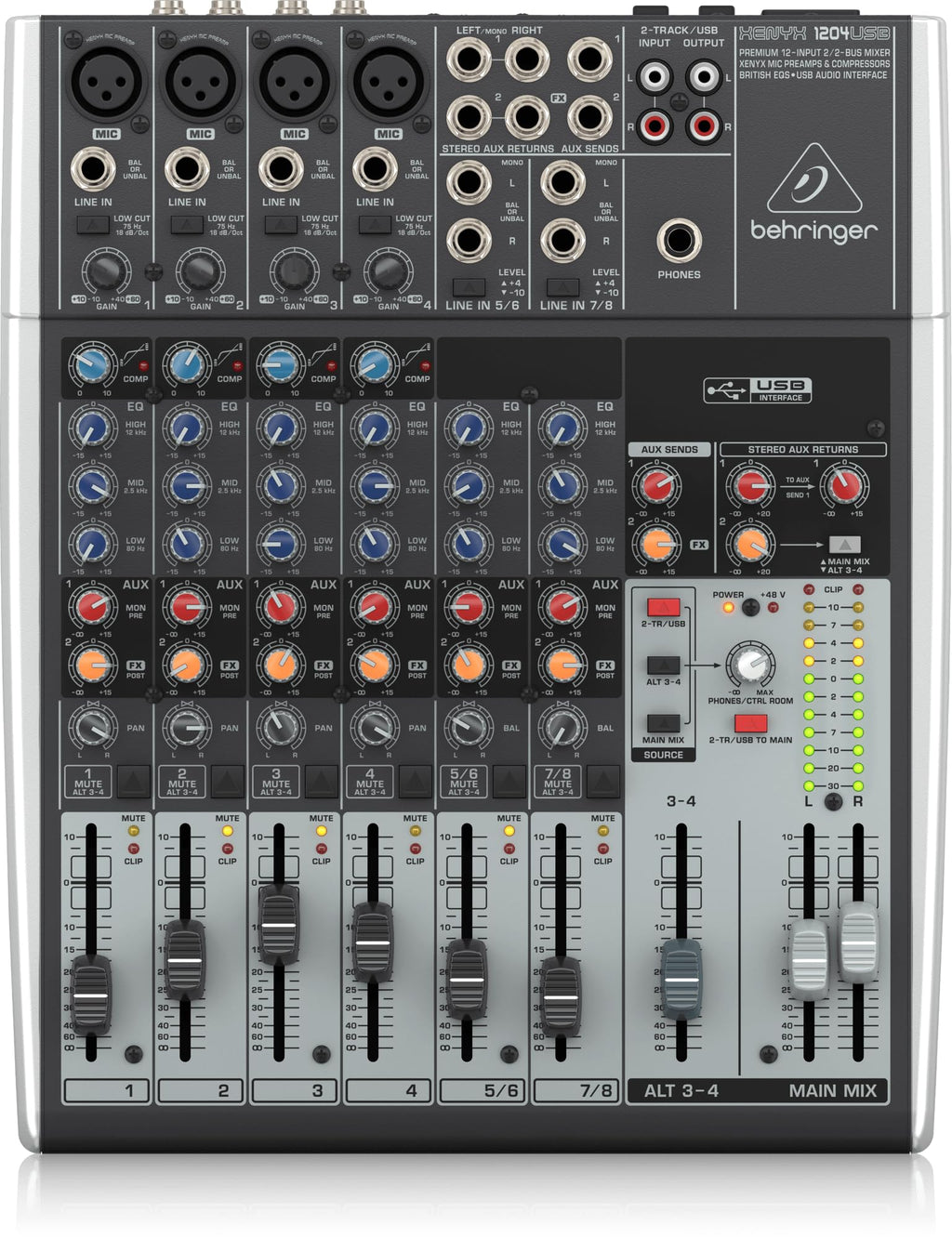 12-Input 2/2-Bus Mixer with Mic Preamps and USB Audio Interface G30018