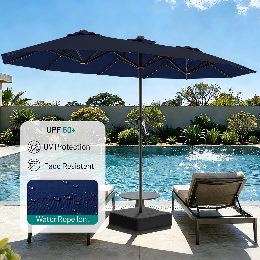 15FT Double Sided Solar Lights Patio Umbrella B925