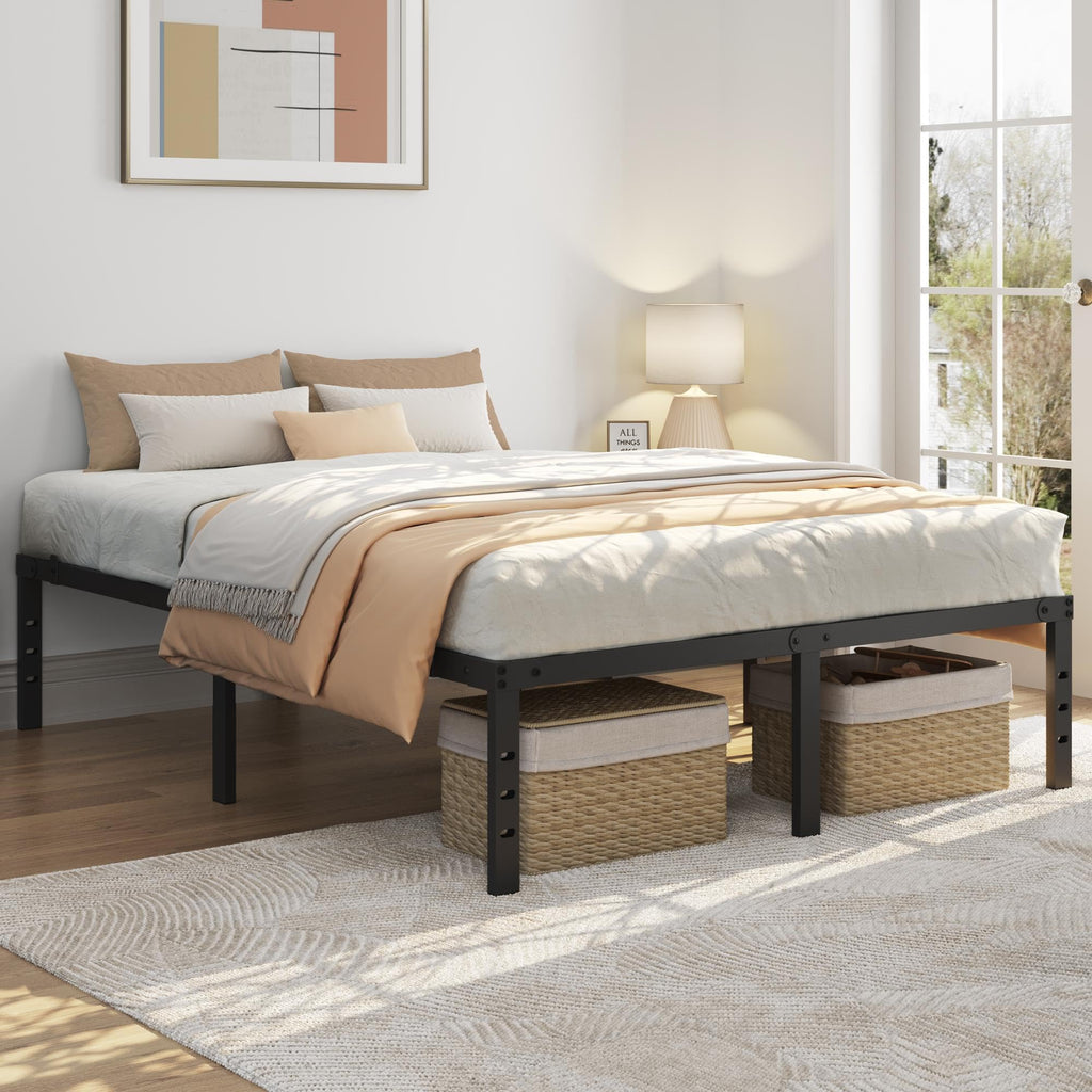 14 Inch Queen Size Black Metal Platform Bed Frame K682788