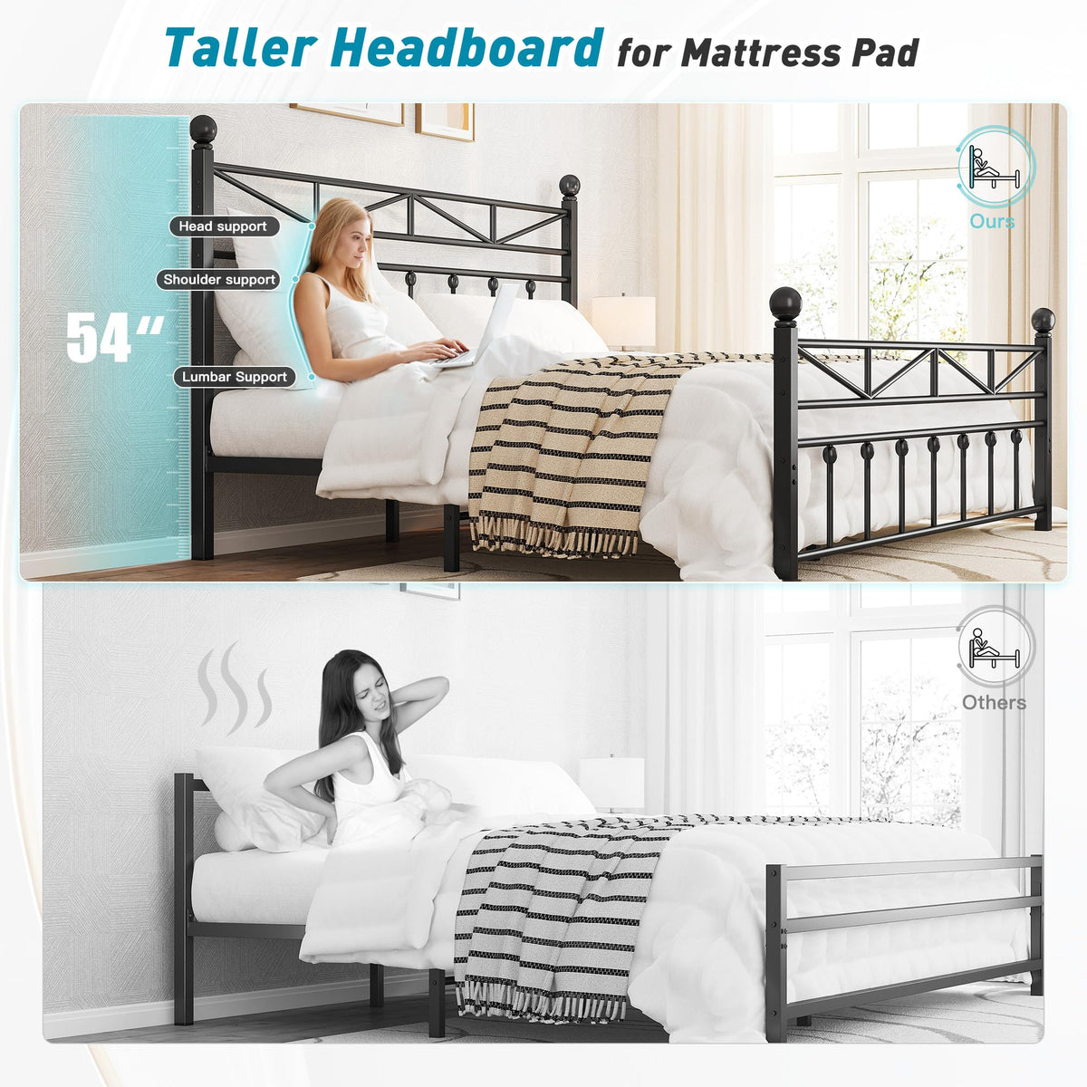 Black Queen Size Metal Bed Frame U370252