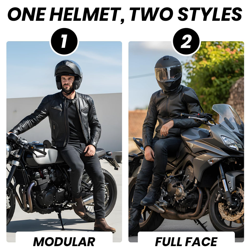 Modular Flip Up Motorcycle Helmet with Dual Visor K24347