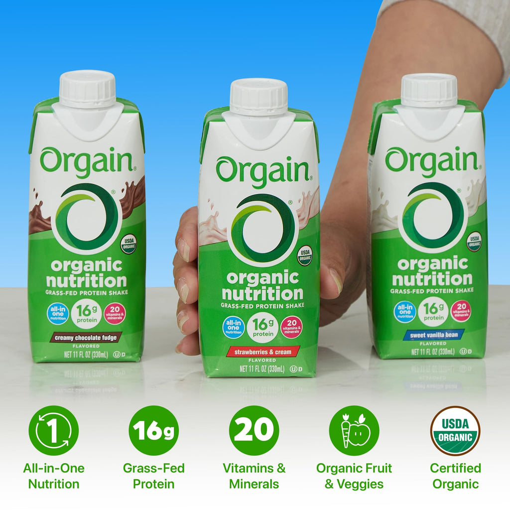 Organic Protein Shake, 16g Grass Fed Whey, 11 Fl Oz (12 Pack) G55801