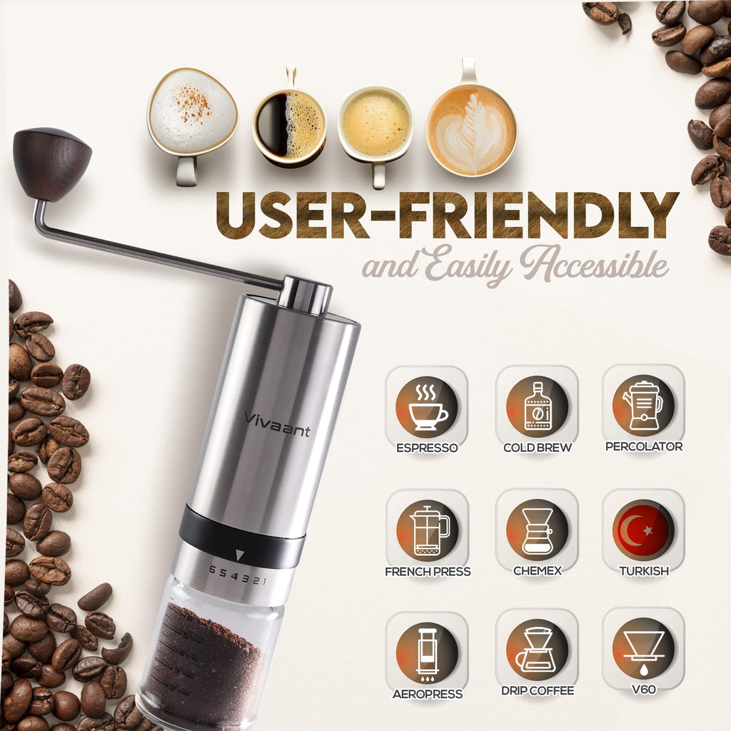 Manual Coffee Grinder Stainless Steel Conical Burr Mill P92314