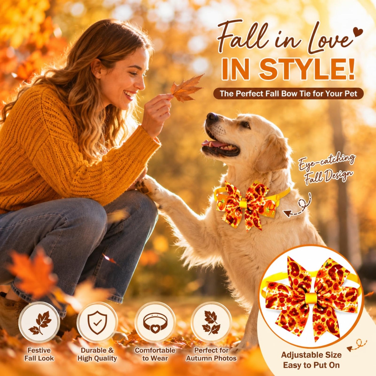 80 Pcs Fall Bow Ties for Dogs&Cats T8374