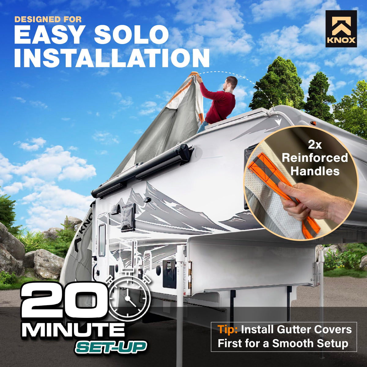 RV Truck Camper Cover with Ladder Cover and Gutter Cover H68226