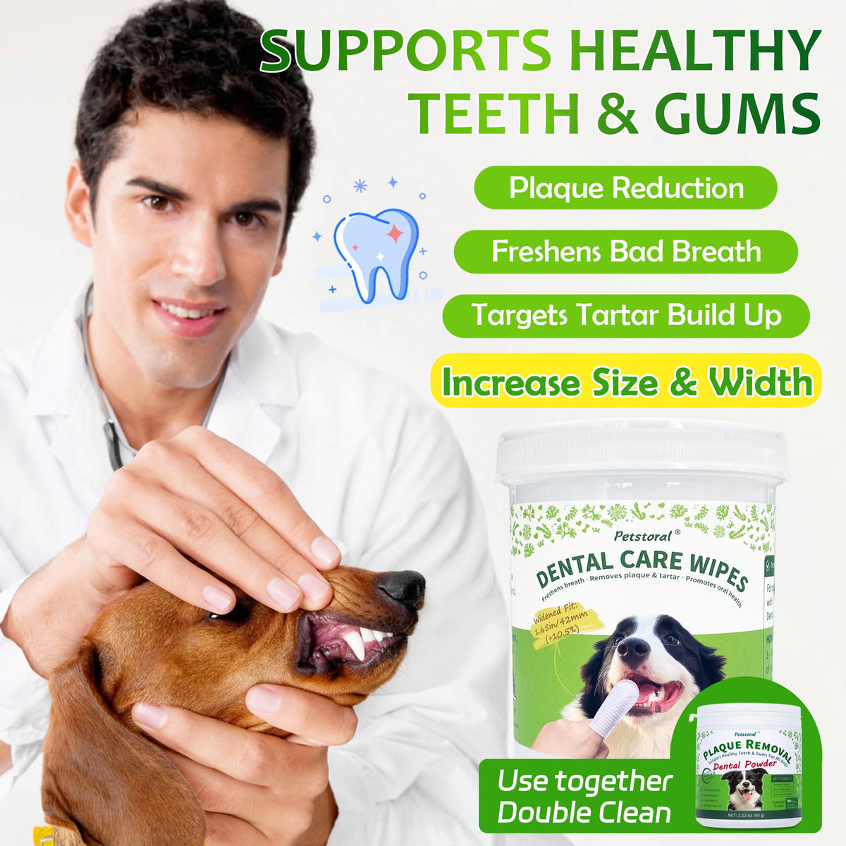 Dental Care Wipes for Dogs and Cats, 50 Count V29418