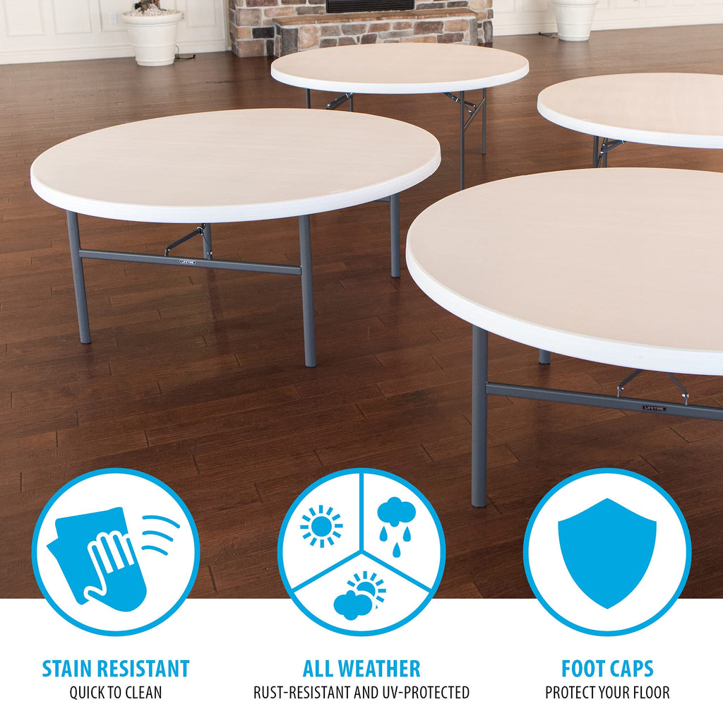 Folding Round Table 6 Foot White Granite O5894